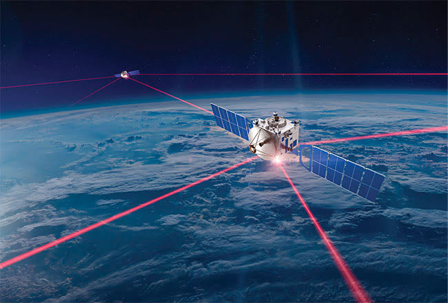 Satellites form constellations of effective coverage for optical communications. Courtesy of Mynaric. 